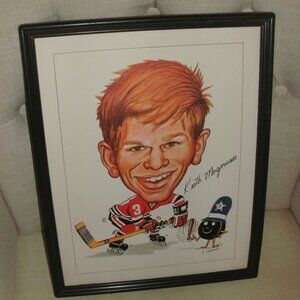 Vintage 70s Keith Magnuson Chicago Blackhawks Sporticatures by Robert Pelkowski